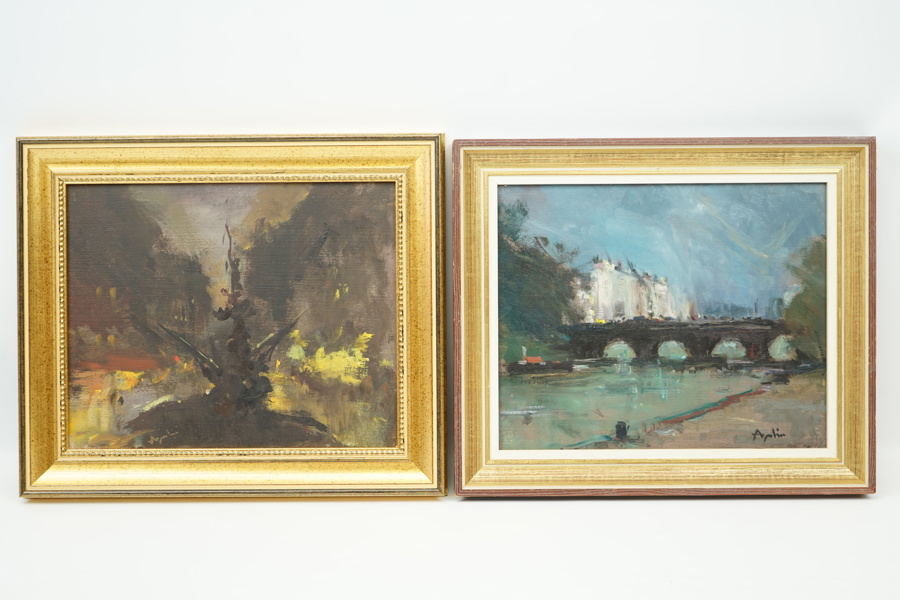 Arne Aspelin, olja på pannå, 2 st, signerade.