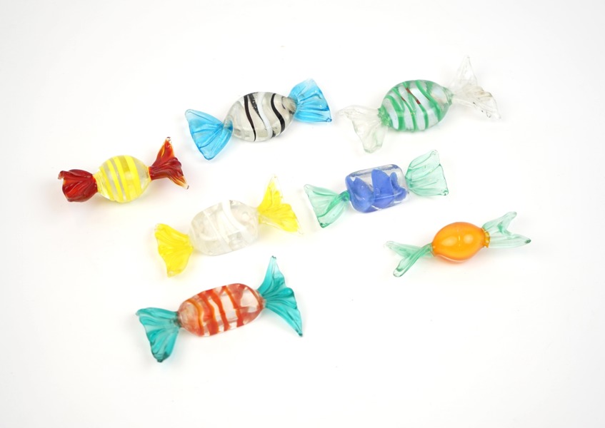 Karameller, 7 st, glas, Murano.