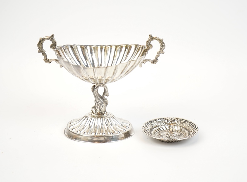 Sockerskål och skål, silver, Spanien.