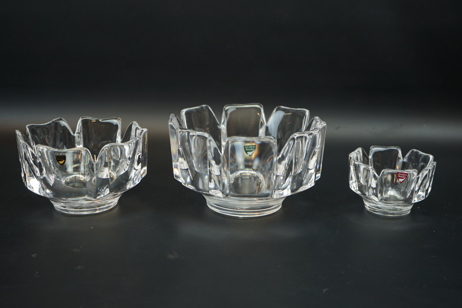 Lars Hellsten, skålar, 3 st, glas, Corona, Orrefors.