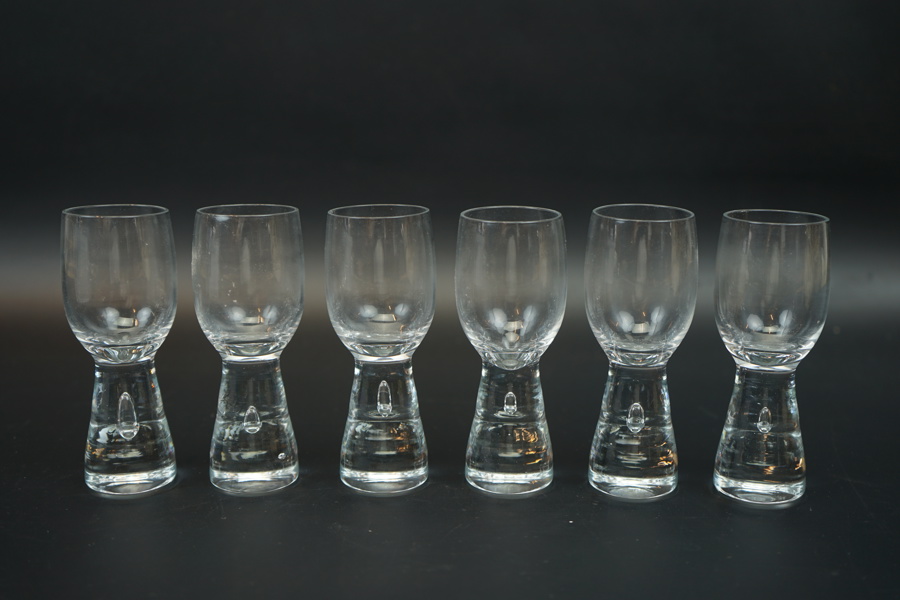 Snapsglas, 6 st, Bergdala Glasbruk, 1900-talets andra hälft.