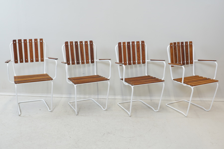 Trädgårdsstolar, teak/metall, 1950-tal.