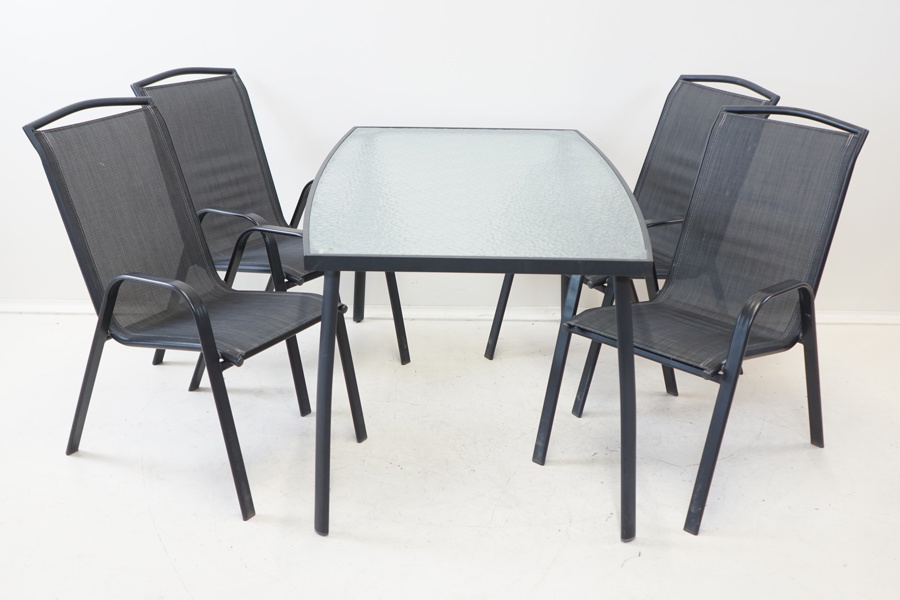 Trädgårdsmöblermang, 5 delar, metall/glas.