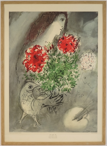 Marc Chagall, affisch, Stedelijk Museum, Amsterdam, signerad i trycket.