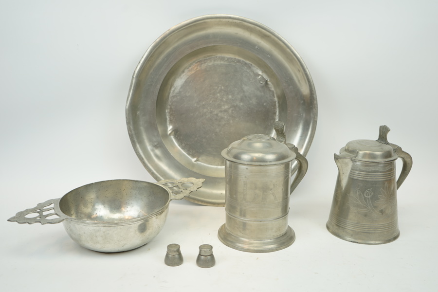 Tenn, 6 delar, bl.a fat av Johan Fredrik Werrenrath, Lund, 1855.