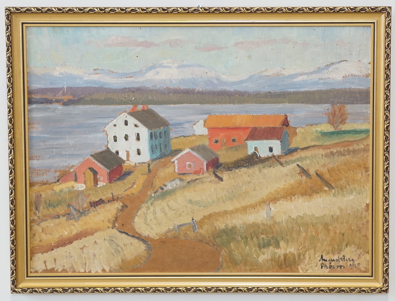 August Berg, "Frösön", olja på pannå, signerad, otydligt daterad.