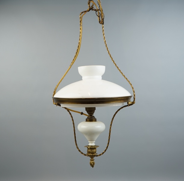 Fotogentaklampa, elektrifierad, glas/mässing.