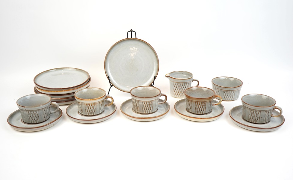 Kaffeservis, 13 delar, stengods, Bornholm, Söholm, Danmark.