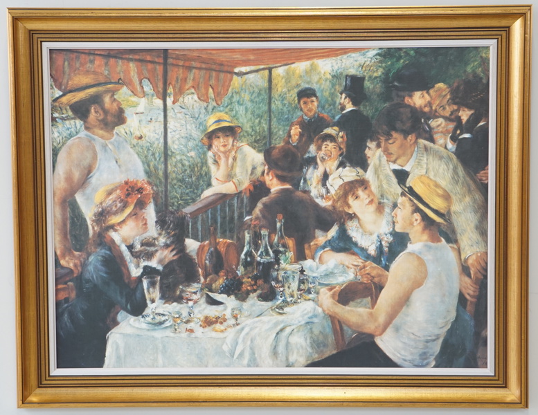 Auguste Renoir, efter, "Roddarnas frukost", tryck på duk, signerad i trycket.