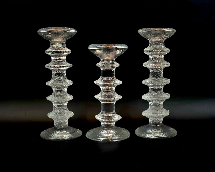 Timo Sarpaneva, ljusstakar, 3 st, glas, ''Festivo'', Iittala, Finland.