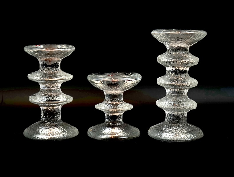 Timo Sarpaneva, ljusstakar, 3 st, glas, ''Festivo'', Iittala, Finland.