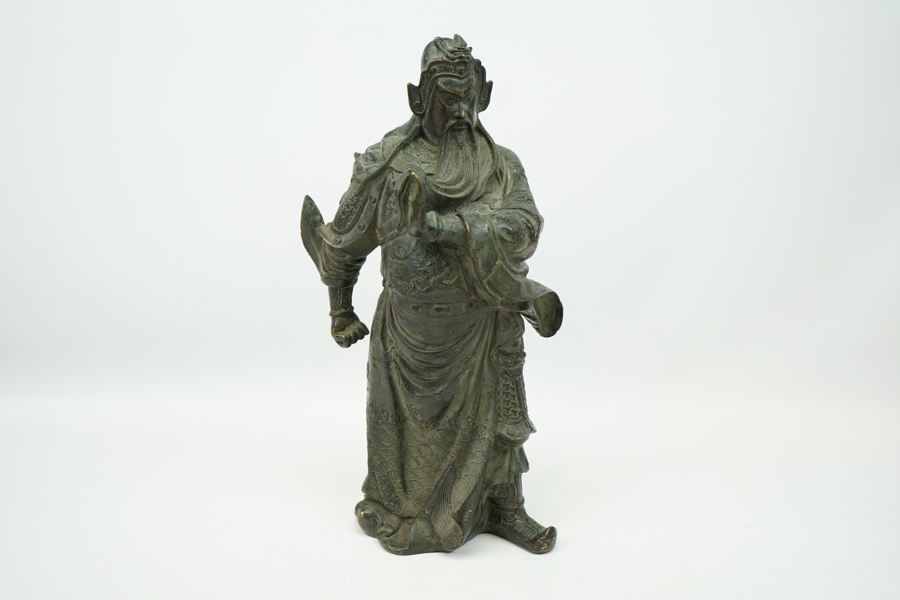 Skulptur, "Guan Gong", krigare, brons, Kina, 1800/1900-tal.