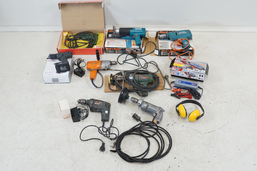 Elverktyg m.m, ett parti, bl.a Black & Decker och Bosch.