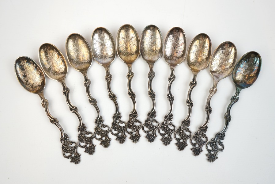 Kaffeskedar, 10 st, silver 830.