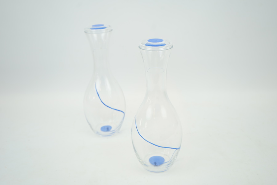 Karaffer med propp, ett par, glas, "Karlshamn", Skruf.