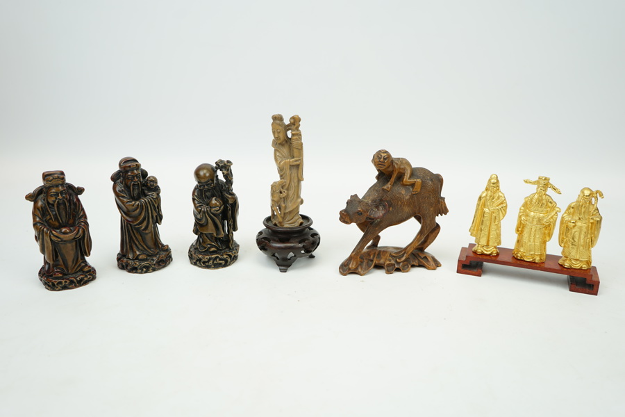 Figuriner, 8 st, olika material, Kina.