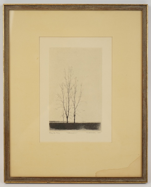 Gunnar Norrman, litografi nr. 148/175, ''Slättutsikt I'', signerad, daterad 1955.