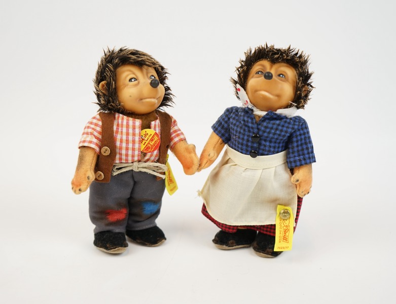 Dockor, 2 st, ''Mecki & Micki Hedgehog'', Steiff, Tyskland, 1900-talets mitt.