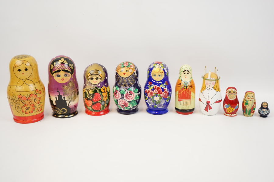 Matryoshka, ryska dockor, 10 st, trä.