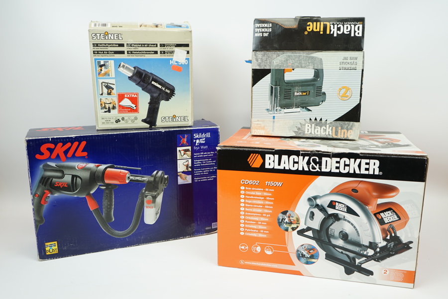 Elverktyg m.m, 4 delar, bl.a Black & Decker.
