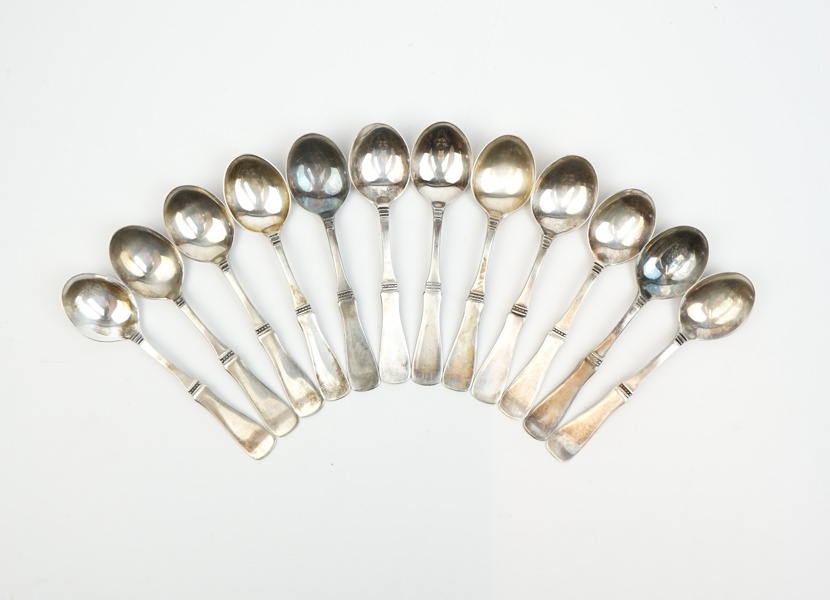 Teskedar, 12 st, silver, ''Uppsala''.