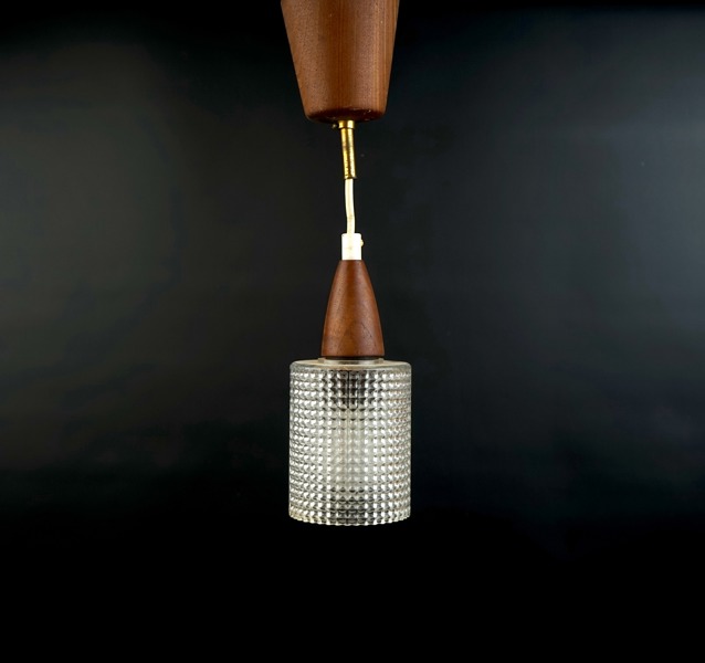 Hallampa, teak/glas.