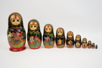 Matryoshka, ryska dockor, 10 delar, trä.