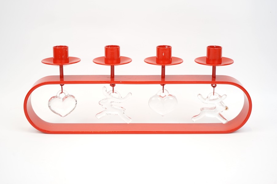 Bertil Vallien, adventssljusstake, metall/glas, ''Christmas'', 