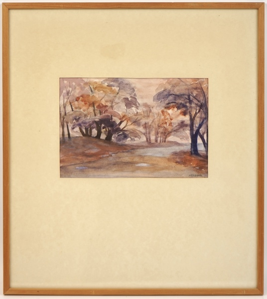 Astrid Hede, akvarell, ''Höst'', signerad, daterad 1979.