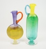 Kjell Engman, kannor, 2 st, glas, ''Bon bon'', Kosta Boda, en signerad.