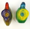 Kjell Engman, kannor, 2 st, glas, ''Bon bon'', Kosta Boda, en signerad.