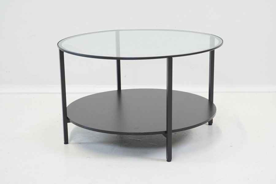 Soffbord, glas/metal/trä, samtida.