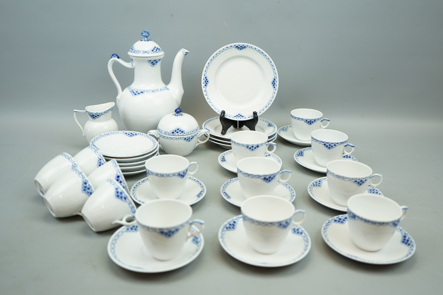Kaffeservis, 21 delar, porslin, "Princess", Royal Copenhagen.