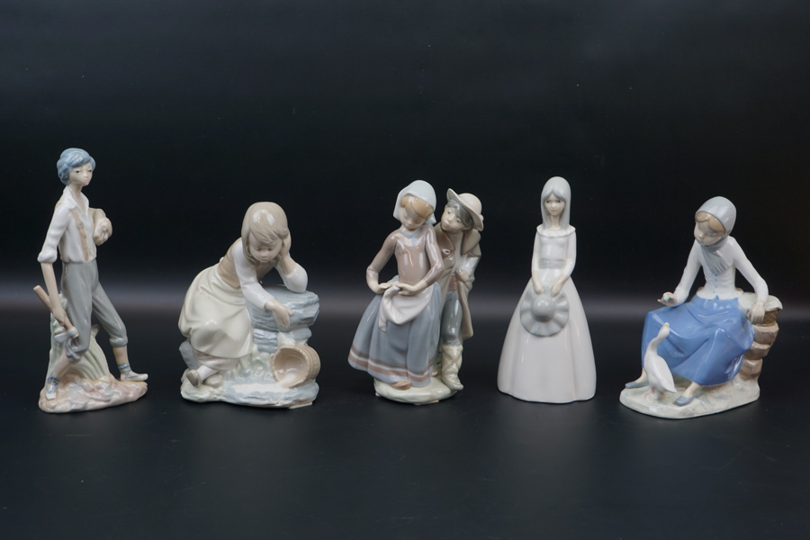 Figuriner, 5 st, porslin, bl.a Lladro.