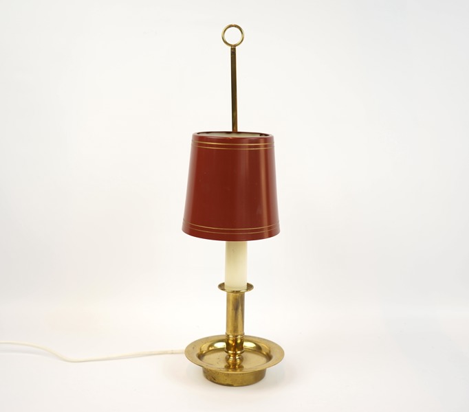 Bordslampa, mässing/plåt, engelsk stil, 1900-talets senare del.