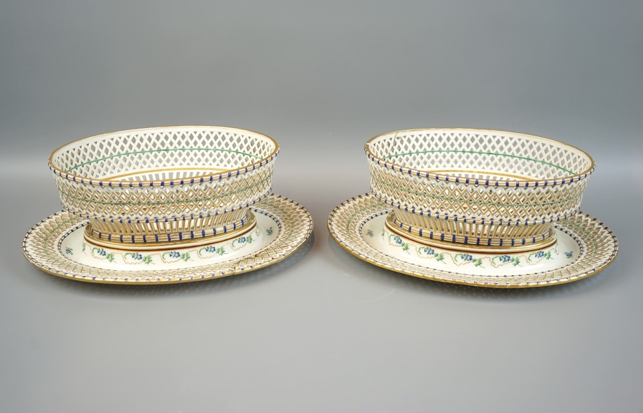 Gallerskålar med fat, porslin, Wien, Österrike, 1800-tal.