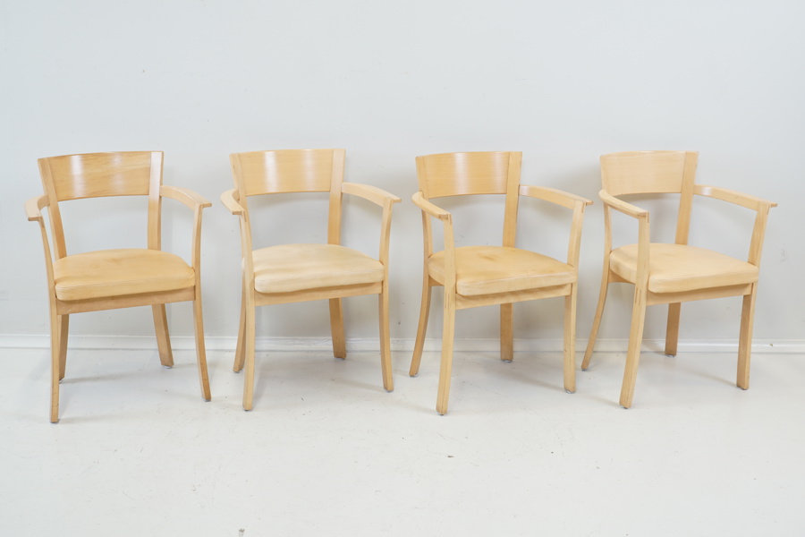 Åke Axelsson, karmstolar, 4 st, bok, sitsar klädda med läder, Gärsnäs, 1900/2000-tal.