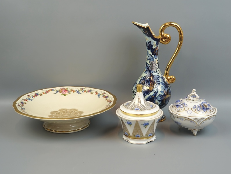 Fat, lockskålar och kanna, 4 delar, porslin, bl.a Rosenthal.