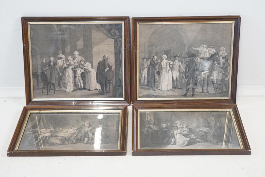 Franska revolutionen, kopparstick, 4 st, 1800-talets början.