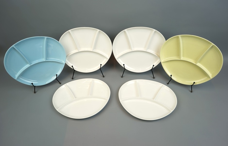 Stig Lindberg, tallrikar, 6 st, porslin, ''Pastella'', Gustavsberg.