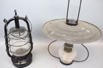Lykta och torparlampa, metallglas, bl.a Tyskland.