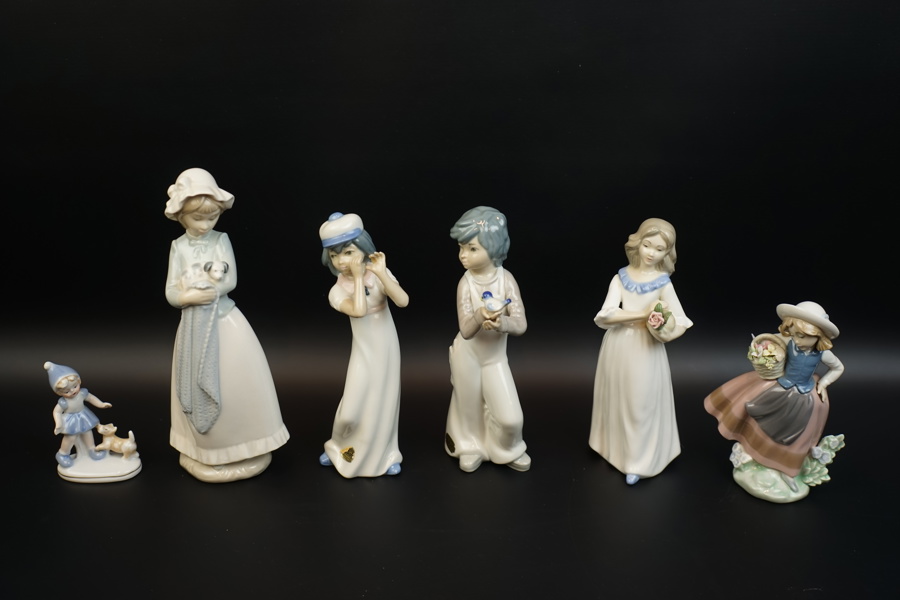 Figuriner, 6 st, porslin, bl.a Casades.