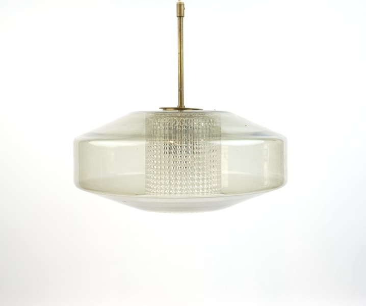Carl Fagerlund, taklampa, glas/mässing, 1900-talets mitt.