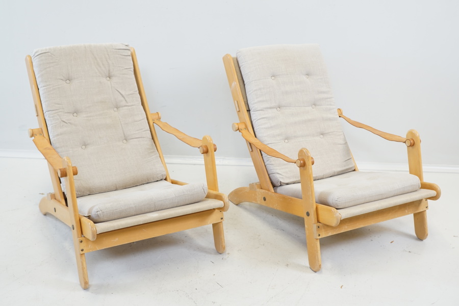 Åke Fribyter, "Kongo", fåtöljer, ett par, bok/läder/kanvas, Ikea, 1970-tal.