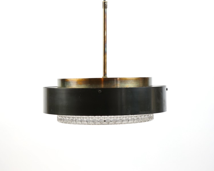 Taklampa,  mässing/glas.