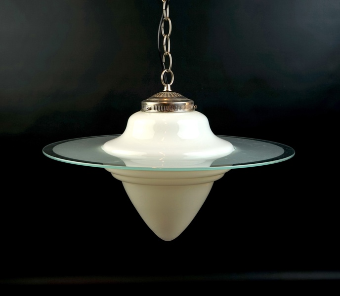 Taklampa, metall/glas.