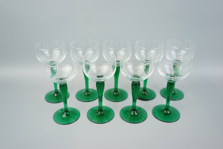 Vitvinsglas, 9 delar, Reijmyre Glasbruk.
