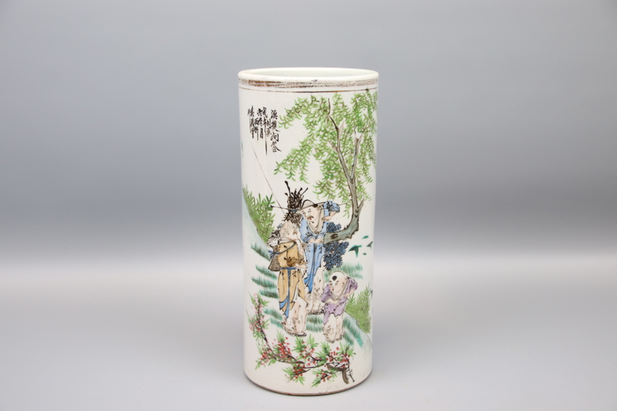 Penselvas, porslin, Kina, 1800-tal.