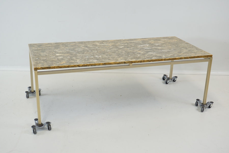 Soffbord, mässing/stenskiva, 1900-talets andra hälft.