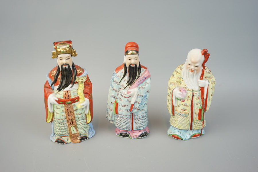 Figuriner, 3 st, porslin, Kina, 1900-tal.